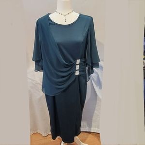 Forest Green Knee Length Cocktail Dress